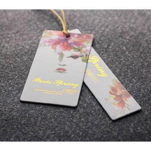 Clothing Hangtag Labels Wholesale Custom Printed Brand Name Logo Hang Swing Paper Tags with String