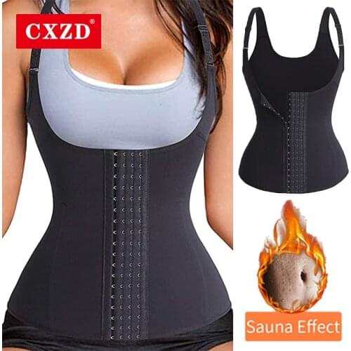 CXZD 2021 Hot Waist Trainer Cincher Body Shaper Underwear Lingerie 4 Breasted Tummy Abdominal Trimmer Corset Fat Burning Vest