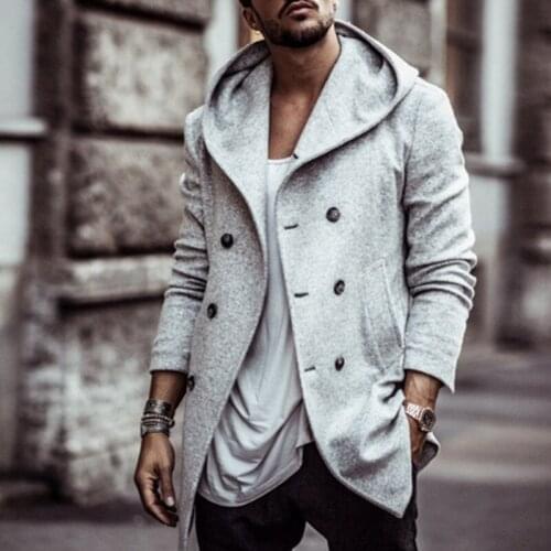 Winter Warm Cool Mens Woolen Coat Windbreaker Fashion Trench Overcoat Warm Jacket Outerwear