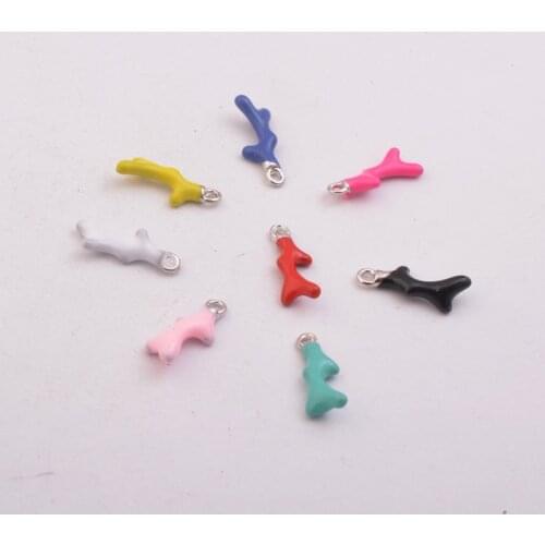 10pcs/lot Enamel Tree Charms Silver color Colorful Branch Charms Copper Small Coral Pendant DIY Errings Jewelry Components