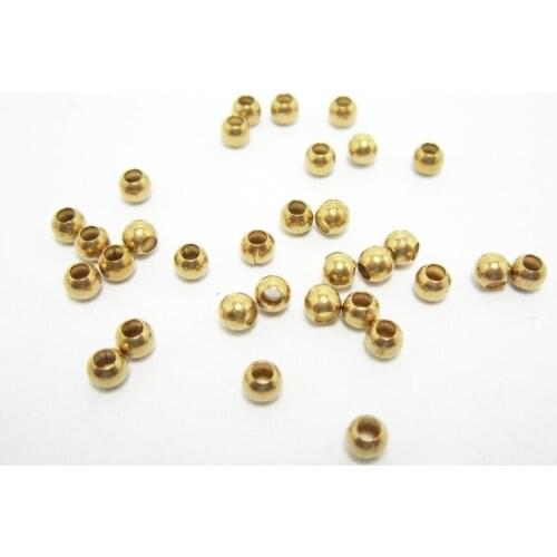 Brass beads Round 3mm Brass spacer beads Large hole Raw brass slider beads -100pcs R076