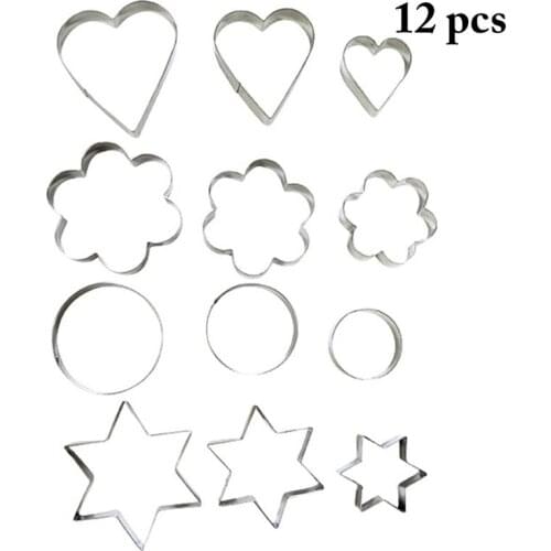 12pcs Heart Cookie Cutter Flower Star Circle Cake Cutter Mold Cookie Molds Fondant Cake Mold Baking Accessories