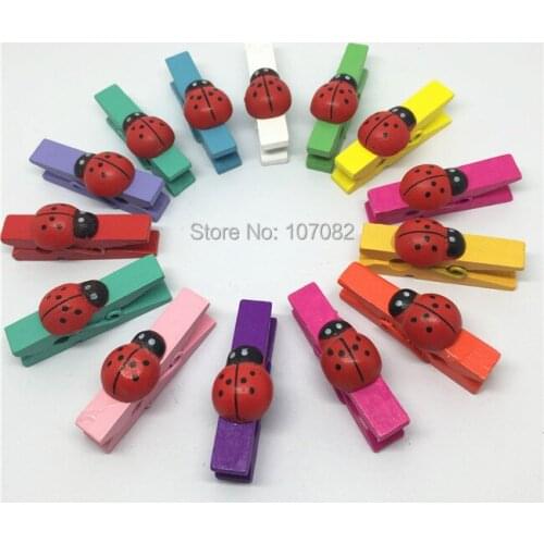 20pcs Red Ladybug Ladybird On Mixed Wooden Clips Clothes Peg Pin Prefect for Party Event Wedding Decoration Embellishments