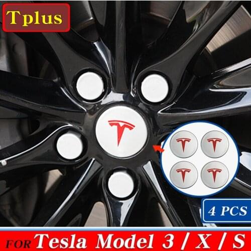 4PCS/set Model3 2021 Car Wheel Center Cover Hub Cap For Tesla Model 3 Accessories Wheel Center Caps Tesla Car Emblem Badge LOGO