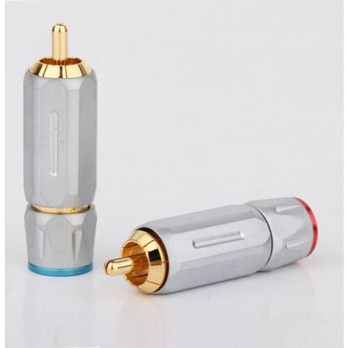 4pcs 24K Gold Plated RCA Audio Plug Analogue Cable Connector HIFI 10mm Cable rca Plug