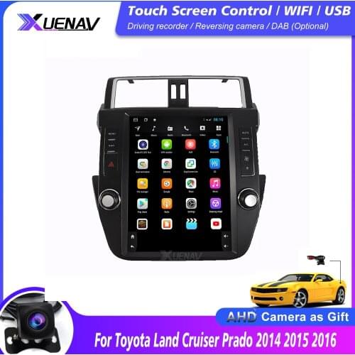 Car Radio Player Tesla Screen GPS Navigation For Toyota Land Cruiser Prado 2014 2015 2016 Multimedia GPS Stereo Head Unit