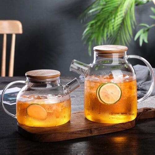 Big Transparent Borosilicate Glass Teapot Water Jug Heat-Resistant Large Clear Kung Fu Tea Pot Decanter for Water for Lemonade