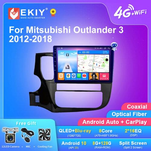 EKIY QLED DSP Android 10 Car Radio For Mitsubishi Outlander 3 GF0W GG0W 2012-2018 Stereo Multimedia Player GPS Navigation BT DVD