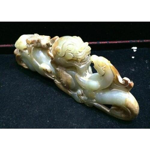 Big Treasure Collectible Hetian jade Pi Xiu With Li Dragon Phoenix Huge Statue Carving LLZB Timestown 20201128A