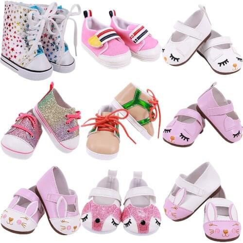 Cute Doll Shoes 7 cm High Quality For 18 Inch American Doll Girl Toy 43 Cm Baby New Born Clothes Accessories Our Generation
