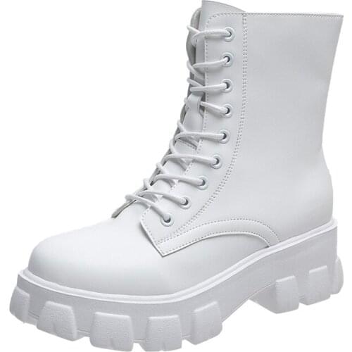 Fashion Genuine Leather White Womens Boots Winter Plush Warm Cotton Boots New Thick Bottom Comfortable Casual Boots
