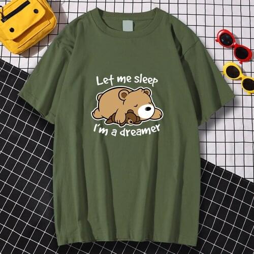 Bear Sleeping On Tummy Printing MenS T-Shirt Casual O-Neck Clothes Brand Pattern Short Sleeved Fitted New Crew Neck Tshirts Man