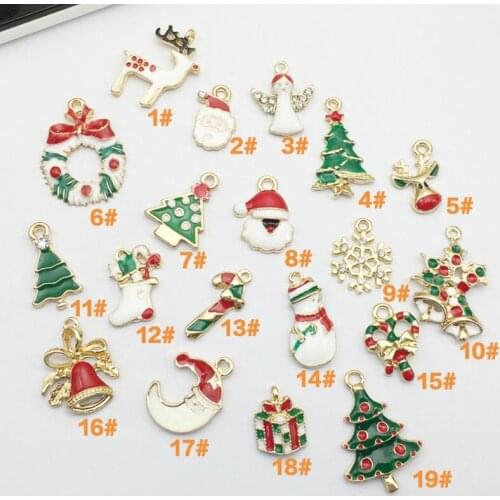 19PCS Christmas tree decoration kit small pendant Gold Charm Bezel Setting Cabochon Setting UV Resin Charms