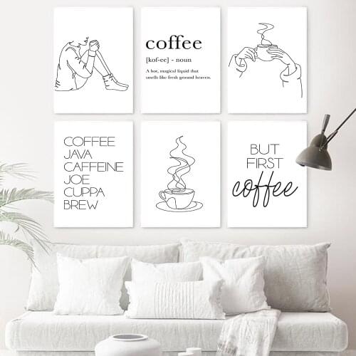 Nordic Coffee Bar Sign Wall Picture Art Print Black White Minimalist Kitchen Art Canvas Painting Cafe Shop Poster Wall Art Decor