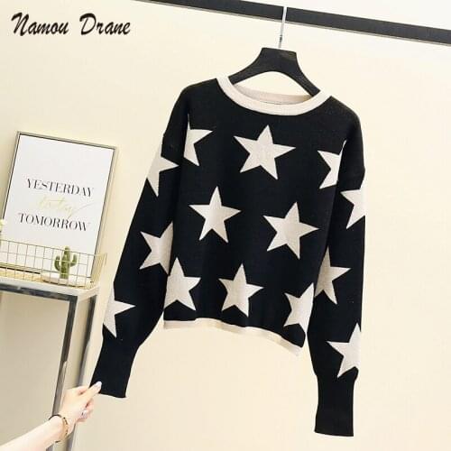 2021 Autumn and Winter New Sweater Women Wear Five-pointed Star Slim Long-sleeved Turtleneck Round Neck Knitted Bottoming Shirt