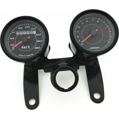 Motorbike Odometer Motorcycle Speedometer Tachometer Gauge 12V 0-180km/h With Chrome Plating Housing LED Backlight Signal Light