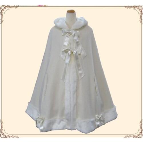 Lolita Princess Dress New Long Style Hooded JP Lovely Sleeveless Cloak Overcoat Fashion Sweet Women Woolen Coat Free Shipping