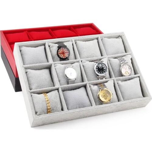 TONVIC Black/Red/Gray/Linen Watch Bangle Bracelet Jewelry Display Tray Stand Holder With 12Pcs Pillow