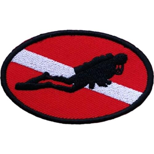 Scuba Diving Diver Ellipse Flag Patch Backpack Vest Bag Embroidered Iron On