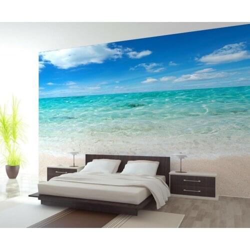 Custom Photo Wallpaper Large 3D sofa TV Background Wallpaper Mural Wall Seaside scenery 3D Mural Wallpaper