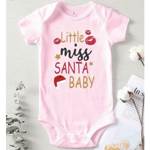 Little Miss Santa Letter Printed Christmas Outfits for Girls Onesie for Babies New Born Baby Clothes Romper Children Jumpsuits