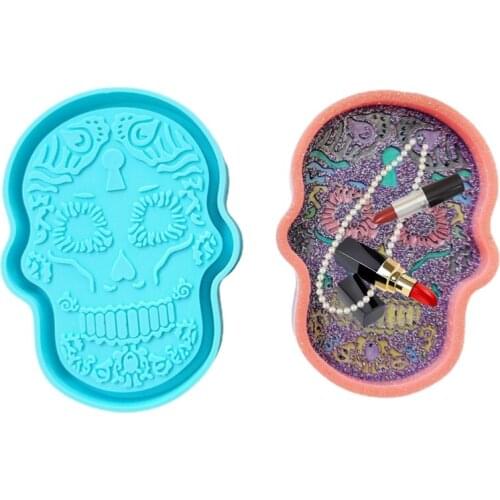 DIY Epoxy Crystal Resin Silicone Mold Skull Head Shape Tray Mold for DIY Tray Home Decoration Jewelry Making X6HE