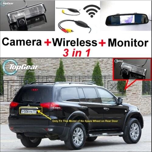 3 in1 Special Camera + Wireless Receiver + Mirror Monitor Easy DIY Backup Parking System For Mitsubishi Pajero Sport 2008~2015