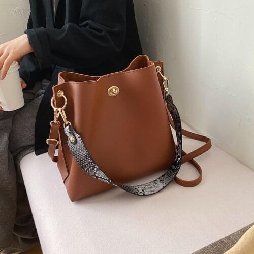 Bucket PU Leather Crossbody Bags For Women Luxury Casual Designer Large Capacity Handbags Lady Shoulder New Fashion Womens Tote