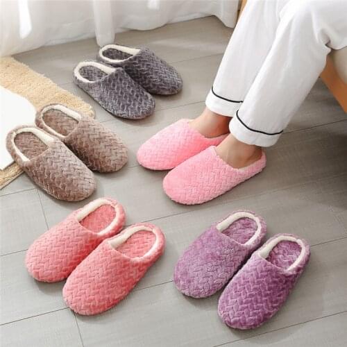 2020 New Soft Sole Slippers women Men Indoor\ Floor Flat Shoes Spring Autumn Winter Warm Home Cotton Plush Suede