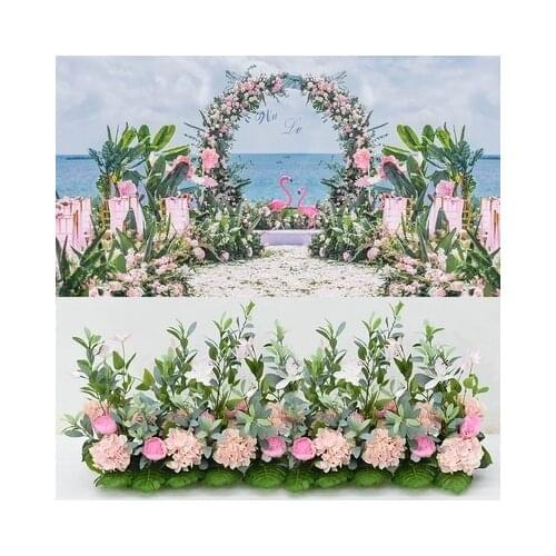 Hot pink Wedding Pavillion Flowers strips square canopy flower rows Wedding Decoration 80cm long aisle flower runner floor decor