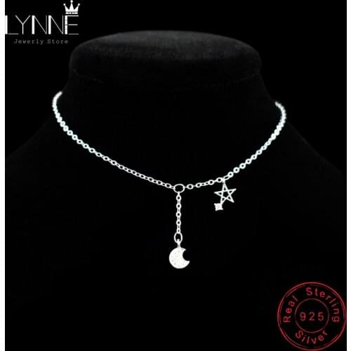 New Fashion 925 Sterling Silver Star&Moon Zircon Pendant Anklet Bracelet Constellation Symbol Foot Chain Women&Girl Jewelry Gift