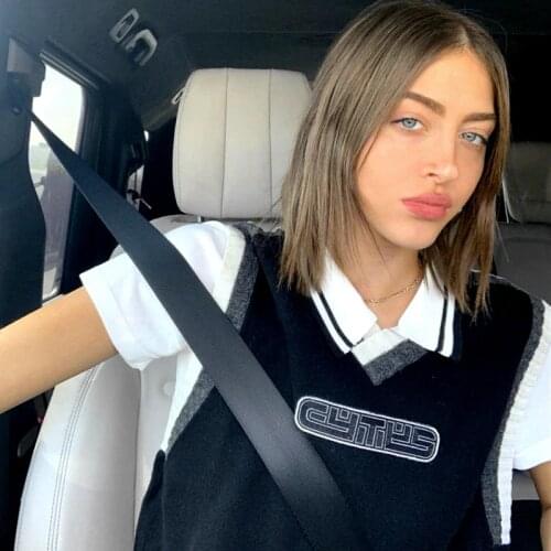 WomenS Knitted Vest Sweater V-Neck Casual Sleeveless Letter Pattern Loose 2021Early Autumn New College Style Casual Temperament