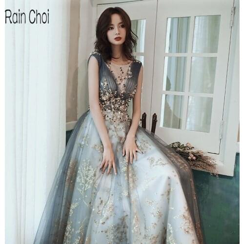 Prom Dresses Long 2021 Elegant Long Applique Sleeveless A-line Vestidos De Noche