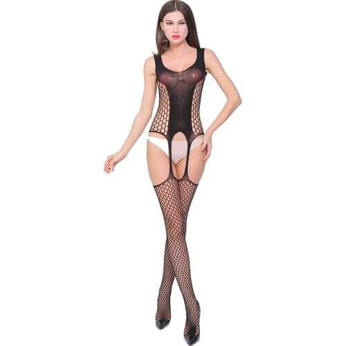 2018 Hollow women sexy lingerie hot mesh Fishnet Open Crotch stocking pole dance underwear erotic Lingerie sexy costume