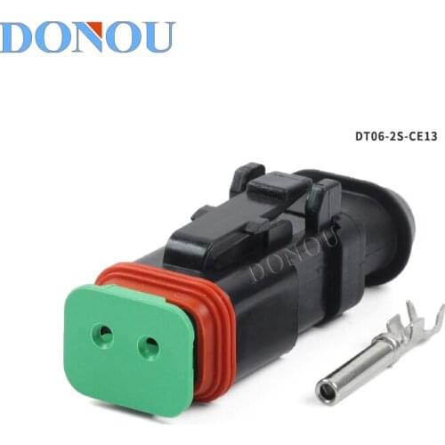 1set DEUTSCH 2-hole connector waterproof harness plug female high back cover connector DT06-2S-CE13 terminal
