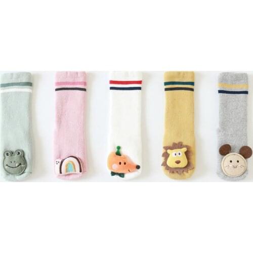 1 Pair Autumn Winter Soft Thickened Cartoon Animal Anti-slip Baby Floor Socks Cotton Princess Knee High Long Baby warm socks