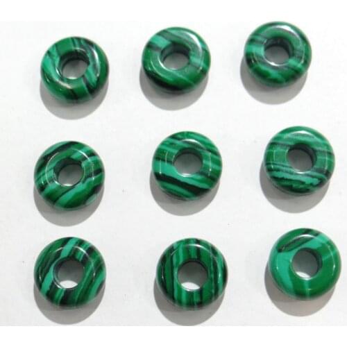 10pcs Natural Stone malachite 10mm Big Hole Spacer Beads for Jewelry Making Women Men Bracelet Necklace Pendant Accessories