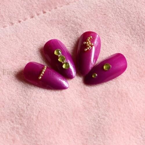 24pcs The latest full diamond crystal diamond diamond high heel candy color fake nail purple M0012