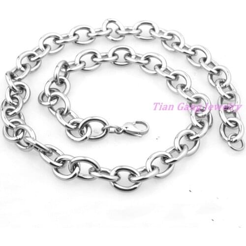 7"-40" Huge Charming Jewelry Mens High Quality 316L Stainless Steel Silver Color Rolo Chain Necklace 11mm Wide Wholesale