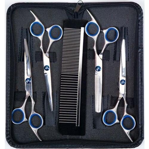 7 inch Pet Dog Cat Grooming Scissors Set Straight Curved Dog Cat Cutting Thinning Shears Kit Tesoura Para Hair Thinning Shears