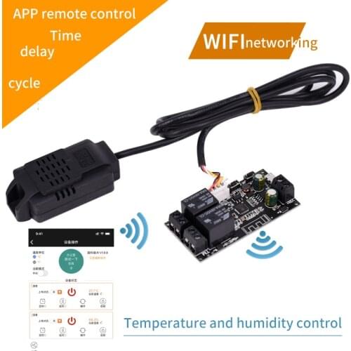 APP remote control switch dual relay Automatic temperature and humidity controller sensor Heating and cooling dehumidification