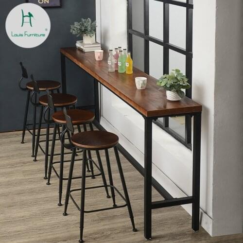 Louis Fashion Bar Tables American Solid Wood Wall Table Simple Coffee Shop Modern Simple