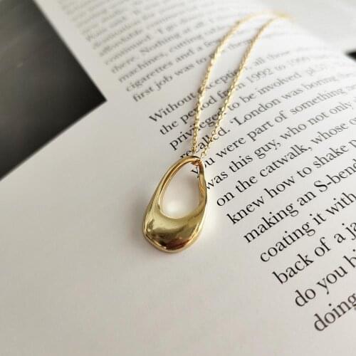 1pc Authentic 925 Sterling silver personality Golds Irregular open Geometric Pendant Necklace JEWELRY TLX410