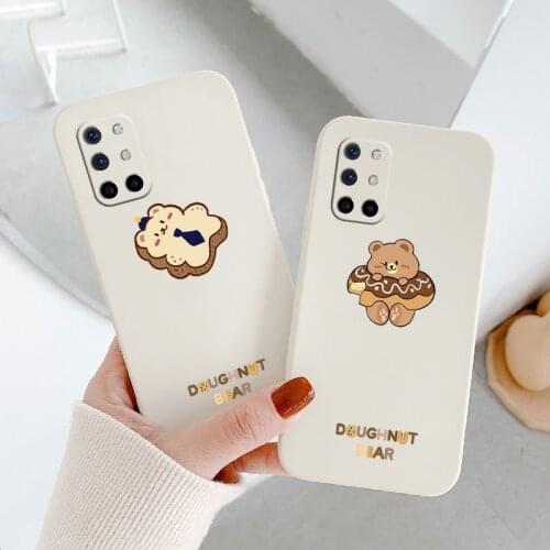 Cute Little Bear Phone Case For Oneplus 8t 9 9pro 9r pro Liquid Silicone Cover