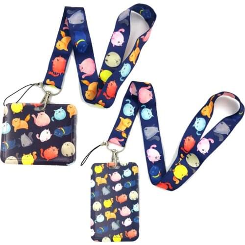 Color Cats Key lanyard Car KeyChain ID Card Pass Gym Mobile Phone Badge Kids Key Ring Holder Jewelry Decorations