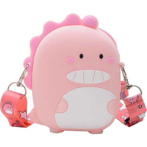 Kids Messenger Bag Coin Purse Fashion Cute Cartoon Dinosaur Children Mini Crossbody Girls Rubber Shoulder Bag Kids Birthday Gift