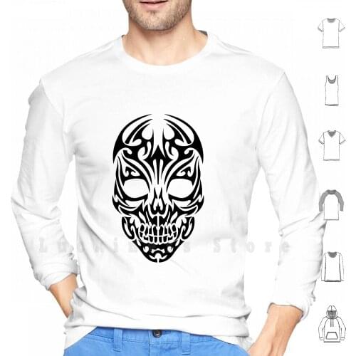 Tribal Skull Design hoodies long sleeve Skull Tattoo Tribal Black White Vector Cool Awesome Indiana Jones Crystal
