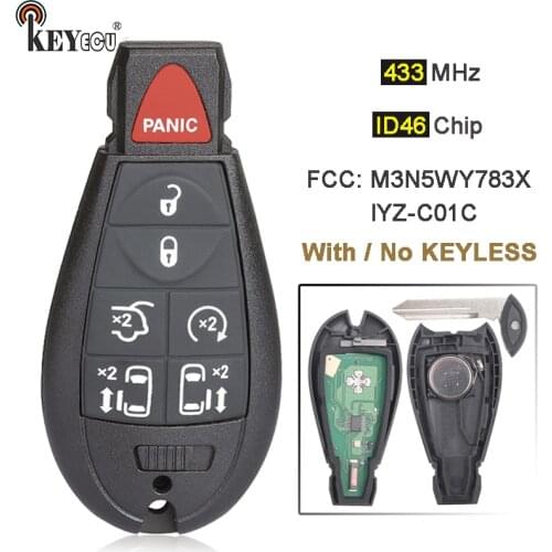 KEYECU 433MHz ID46 Chip M3N5WY783X / IYZ-C01C Keyless-Go Smart Remote Key Fobik Fob for Chrysler Jeep Dodge Ram Trunk 2008-2014