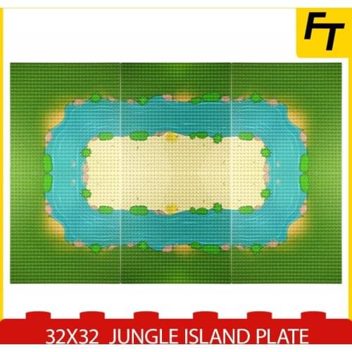 Small Particle Building Block 32x32 Plate Brick Jungle Island Scene Modular Building MOC Blocks Floor Toys