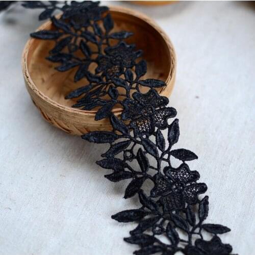 1 Yard/2 Yards Black White Lace Appliques Embroidered Net Lace Fabric Trim Ribbons DIY Sewing Handmade Craft Materials